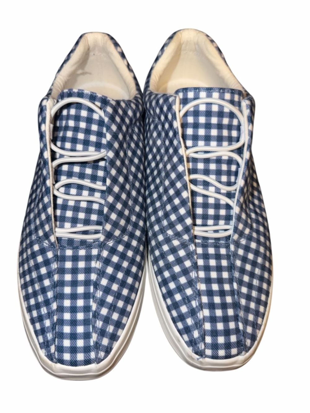 Women’s ComfortView slip on blue and white checkered shoes! EUC! Size 8W! Cute!